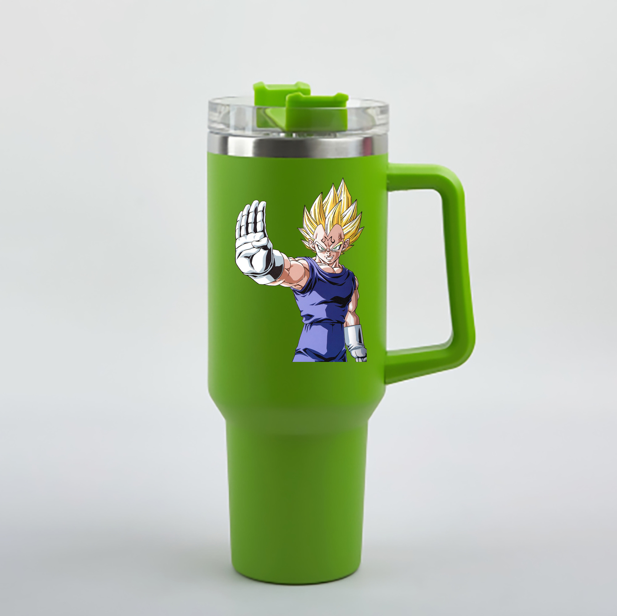 （画像用） ドラゴンボール ベジータ四世（Bejīta Yonsei）DRAGON BALL Vegeta IV 1200mL車用タンブラー - クリスタルステッカー（プラスチックストロー付き）